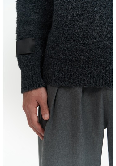 Zane Fermuar Detay Antrasit Erkek Triko Kazak Antrasit