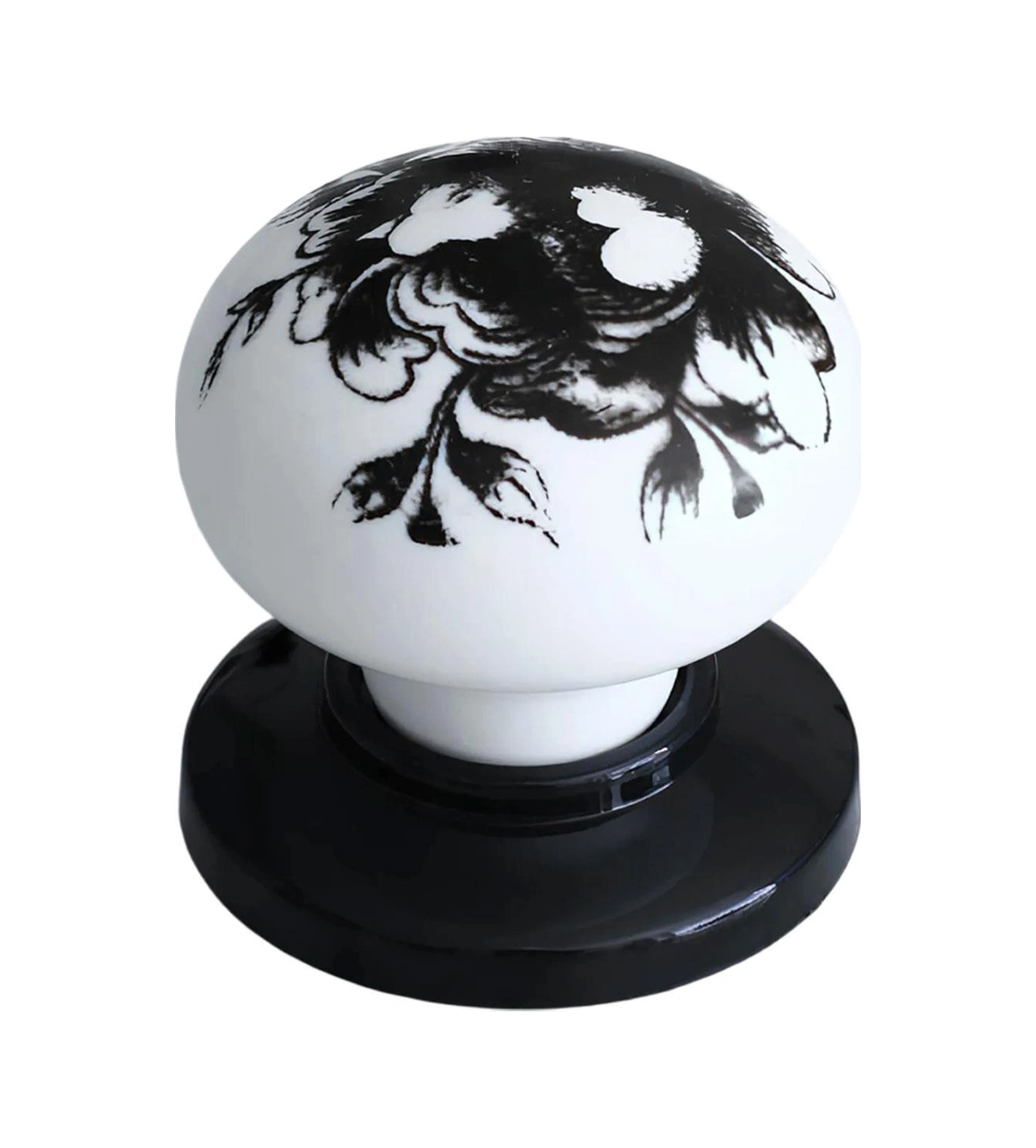 15 Adet Siyah Gül Desenli Beyaz Polimer Düğme Kulp Siyah Tablalı Mobilya Mutfak Dolabı Çekmece Kulbu Kulpları