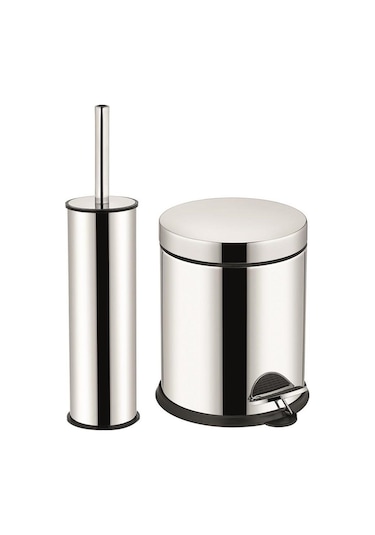 Maxiflow Çöp Kovası 3 Lt Ve Klozet Fırçası Birlikte Krom Paslanma