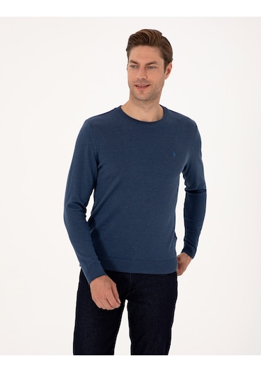 Pierre Cardin Erkek İndigo Melanj Kazak /triko 50314192-vr155 İndigo Melanj