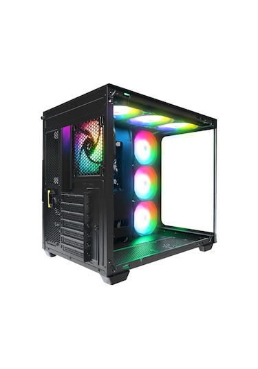 Rampage Loopy Plus Siyah 7 12cm Argb Fan 950w 80 Plus Standart Temperli Cam Kumandalı Atx Mid-t Gaming Oyuncu Kasası