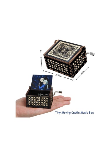 Tenfowee "howl In Yürüyen Şatosu El Kurgulu Müzik Kutusu Merry Go Round Melodisi İle Özel Hediye Siyah Şato " Siyah 2
