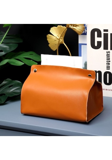 I-1 Adet Deri Doku Kutusu İskandinav Araba Doku Kutusu Ins Ev Oturma Odası Dekorasyon Yatak Odası Mutfak Masaüstü Saklama Kutusu Peçete Tutucu