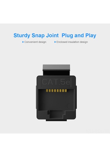 Padalink Ventıon Rj45 Ağ Kablosu Birleştirici, Cat5 Ağ Kablosunu Uzatmak İçin Altın Kaplı Pim Ve Abs Malzemeyle, Siyah Vdd-b07-b