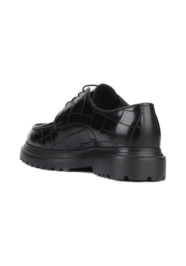 Shoetyle - Siyah Croco Deri Bağcıklı Erkek Günlük Ayakkabı 250-1615-760-siyah Siyah