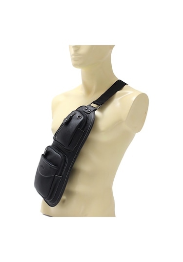 Adm Tr0014 Suni Deri Tek Omuz Askılı Sırt Göğüs Çantası Body-Siyah