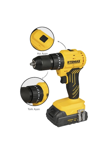 Rtrmax RTS5012 Şarjlı Darbeli Matkap Kömürsüz 54 Nm 2x2 Ah 20V Çift Akü S-Lion