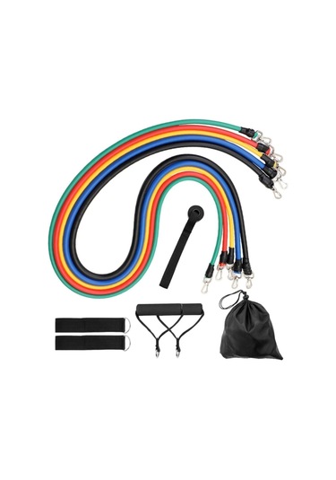 Ckspor 11 Parça Latex Direnç Bandı Seti Kapı Arkası Egzersiz & Fitness Lastiği Seti Cks-124
