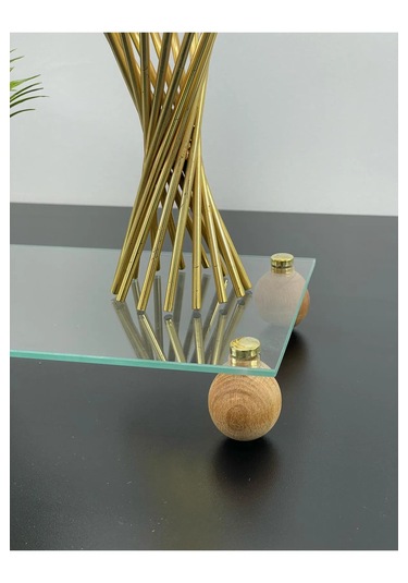 Ahşap Top Ayaklı Dikdörtgen Şeffaf Pleksi Sunumluk Servis Düzenle