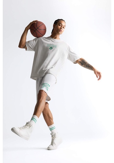 Defacto Defactofit Nba Boston Celtics Standart Fit Kısa Paça Şort E4861ax25augr519 Gri