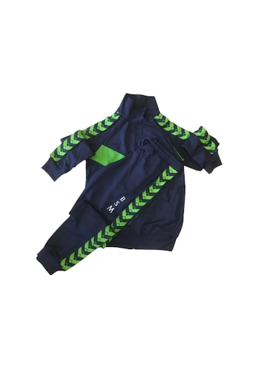 Çocuk Femuarlı Rüzgar Geçirmez Kumaş Eşofman Takım Lacivert