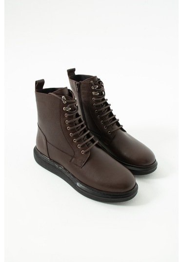 King Shoes Büyük Numara Erkek Bot Kahverengi