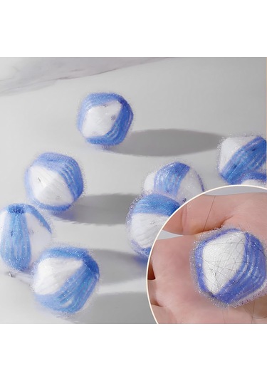 Springsun 12'li Tekrarlı Kumaş Tüylü Toplar - Çamaşır Makinesi İçin Kedi/köpek Tüyü Ve Kir Trap Edici Temizlik Topları Beyaz-mavi + Beyaz-sarı