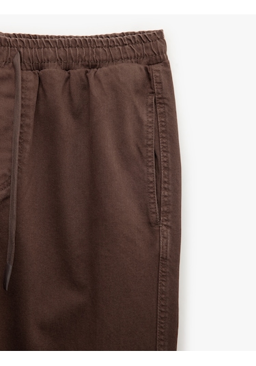 Koton Cep Detaylı Pamuklu Straight Fit Beli Bağcıklı Gabardin Pantolon Kahverengi 6wam40045hw Kahve