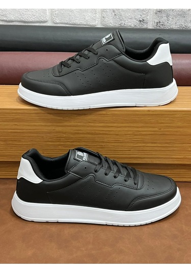 Ortopedik Büyük Numara Rahat Hafif Yumuşak Dark Step Erkek Spor Ayakkabı Siyah Beyaz