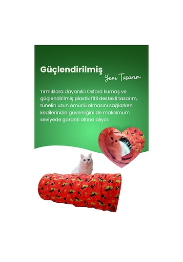Miyav Katlanabilir Desenli Kedi Oyun Tüneli 60 CM