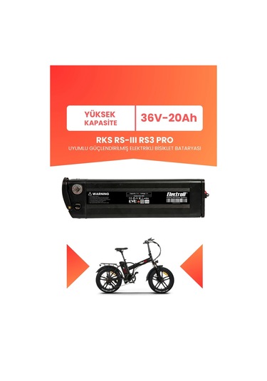 Rks Rs-ııı Rs3 Pro Uyumlu 36v 20ah Elektrikli Bisiklet Bataryası Siyah