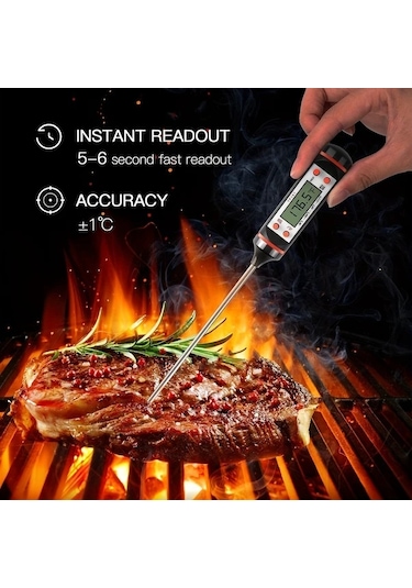 Hightower Siyah 1 Adet Dijital Et Termometresi Yüksek Hassasiyetli Mutfak Fırın Izgara Sıcaklık Sensörü