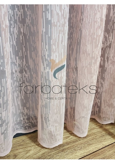 Tül Perde Farbateks Dikim Yağmur Sade Düz Pudra Renkli Ütü İstemez 2kat Pileli Tül Perde Ft-pudra