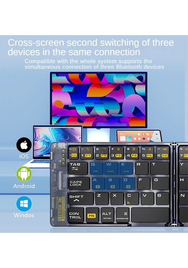 Wezone F69 Şeffaf İki Katlı Bluetooth Klavye: 3 Cihaza Eş Zamanlı Bağlanır, Taşınabilir, Tüm Sistemler İle Uyumlu Diğer
