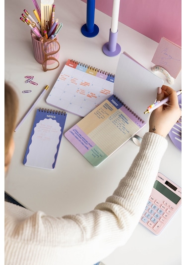 Haftalık Ve Günlük 3 Lü Masaüstü Süresiz Planlayıcı Set - Kurdele Kurdele