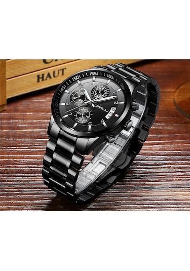 Crrju/kajun 2214 Yeni Erkek İş Saati Erkek Saati Altı Pimli Kronograf Çok İşlevli Paslanmaz Çelik Saat Diğer