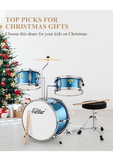 Eastar Eds-180msb 14" 3-parça Çocuk Davulu Metallic Sky Blue
