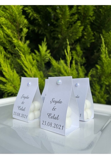 Beyaz Davetiyeli Bubble Mum Hediyelikleri Söz,nişan,nikah,düğün Hatırası 10 Adet