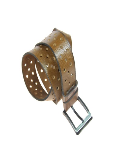 Hakiki Deri Erkek Delikli Kot Kemeri 4,5 Cm Taba