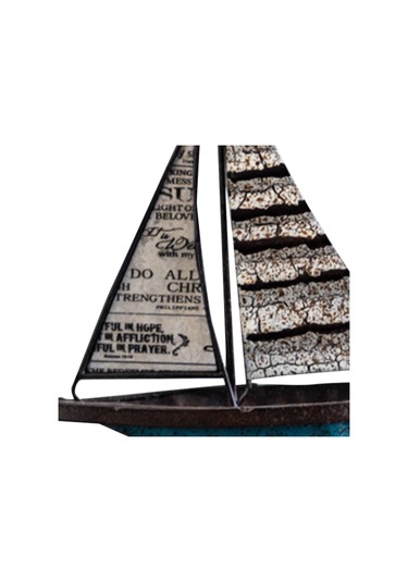 Suntek Yelkenli Tekne Dekor El Sanatları Metal Gemi 11,5x4x16cm