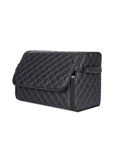 Oto Bagaj Organizeri Kapitone Deri Çanta Mavi Dikişli Siyah