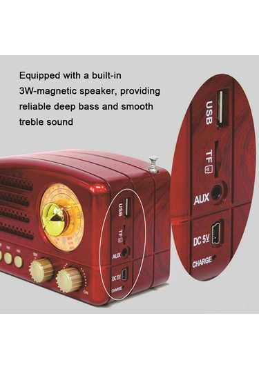 Reedark Kahverengi M-160bt Retro Radyo: Bluetooth Hoparlör, Tf Kart/usb Destekli, 3w Ses, 1200mah Pil, Taşınabilir Mp3 Çalar