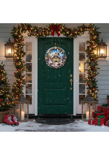 Kardan Adamlı Yeni Yıl Evi Kapı Ve Duvar Süsü 30x30