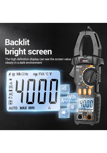 Yunboo Aneng Pn107 Dijital Klem Ampermetre: Ac/dc Akım, Gerilim, Direnc Ölçer - 4000 Sayım, Ncv Tespiti, Elektrikçi Aracı Pil Yok