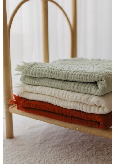 Babywom 4 Katlı Müslin Bebek-Çocuk Battaniyesi 110X110Cm Kiremit