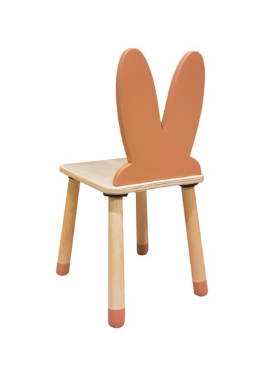 Woodnjoy Wood & Joy Doğal Ahşap Renkli Çocuk Sandalye Tavşan Pembe