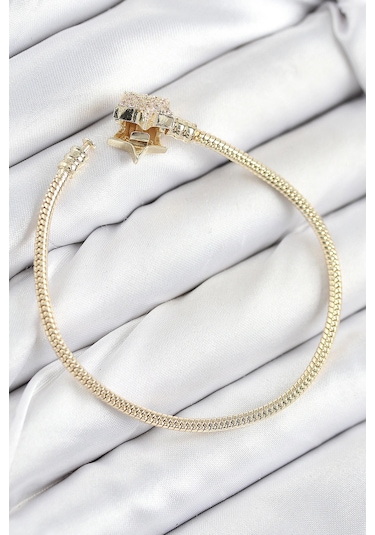 Pirinç Charm Zirkon Taşlı Yıldız Model Gold Renk Kadın Bileklik - Tj-bb7810 Çok Renkli