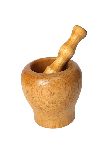 Homyl Mutfak Ahşap Harç Ve Havanya Set Sarımsak Zencefil Açık Kahverengi