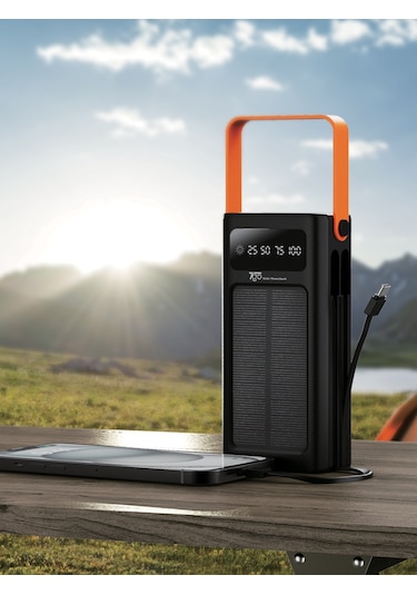 7go Gpw-03 30.000mah Solar Powerbank 4xusb-a, Qualcomm 3.0 Hızlı Şarj, Dahili Lightning & Usb-c Ka Siyah