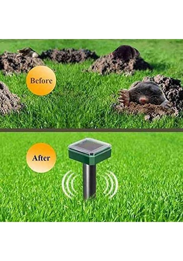 Vkemall Güneş Enerjili Ultrasonik Sırtlan Ve Fare Kovucu - Dış Mekan Hayvan Engelleyici Yeşil Kare, 6 Adet