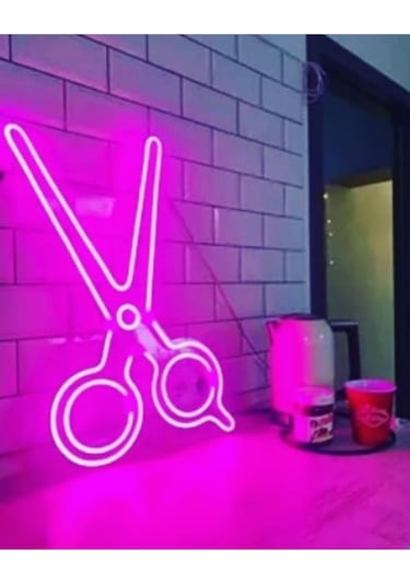 Neon Led Işık Makas Gece Lambası Renkli