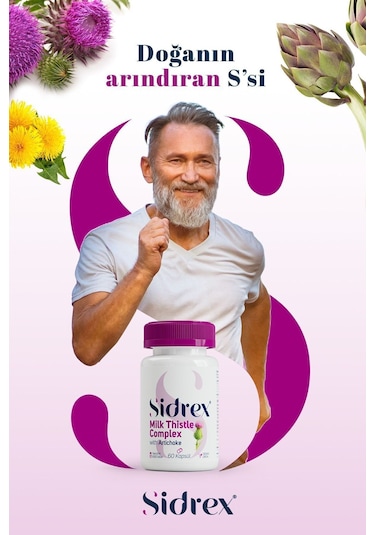 Sidrex Milk Thistle Complex Deve Dikeni Ekstresi ve Enginar Ekstresi İçeren Takviye Edici Gıda 60 Kapsül