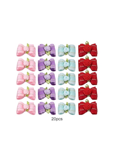 20 Adet/takım Sevimli Evcil Hayvanlar Saç Bantları Fiyonklar Last