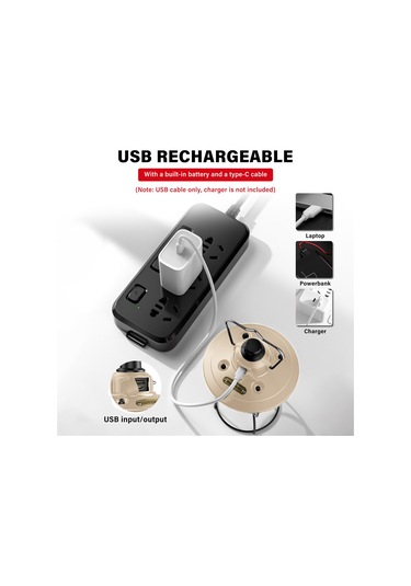 Hangfox Sarımsı Outdoor Kamp Feneri, Usb Dolanabilir Ve Akıllı Telefon Şarj Cihazı, 3 Işık Modu, Su Geçirmez, Fırsat Işığı Bej