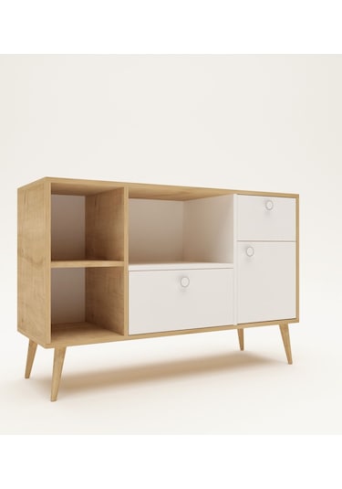 Floradesign Fresh120 Kahve Köşesi / Çok Amaçlı Dolap / Airfryer Dolabı / Mutfak Organizeri Meşe+beyaz