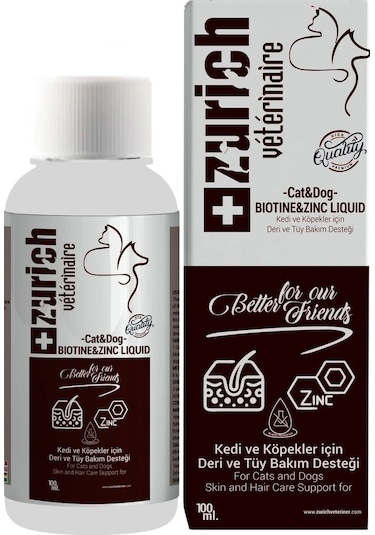 Zurich Kedi Köpek Biotin Deri ve Tüy Bakımı Likit 100 ML