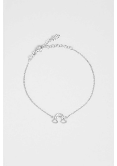 So Chic Gökkuşağı 18 Ayar Beyaz Altın Kaplama 20 Cm Gümüş Bileklik Rodyum