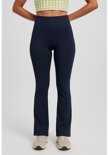 Axxel Kadın Lacivert İspanyol Paça Spor Yoga Tayt-p2235 Lacivert