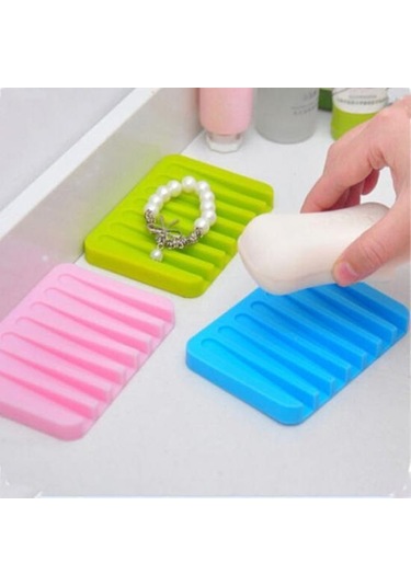 Yeşil Esnek Banyo Silikon Sabunluk Depolama Tutucu Soapbox Plaka Tepsi Drenaj