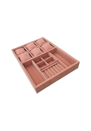 Organizatör Somon Süet Tabla Kolye & Yüzük Düzenleyici Ve Gözlük 6 Yastık 4 Bölmeli Rulo Çok Renkli